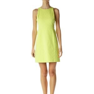 Banana Republic x Milly Tennis Ball Neon Yellow Textured Shift Dress Size 6